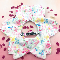 chumaibaby純棉手作嬰幼兒圍兜兜／領巾／口水巾／三角巾／彌月禮-chumaibaby櫻花兜(紫) 第4張的照片