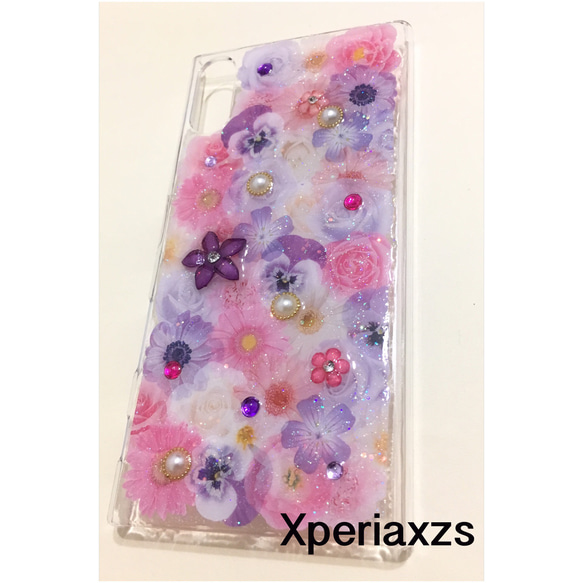 Xperiaxzs紫のお花ケース 1枚目の画像