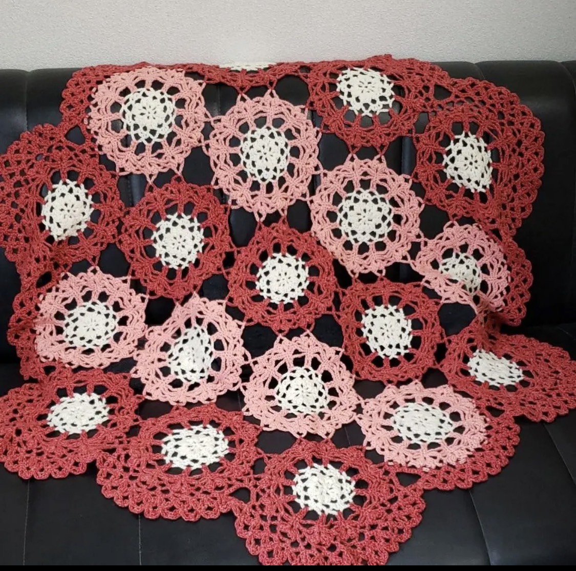 かぎ針編み　モチーフつなぎ　ブランケット　ハンドメイド
