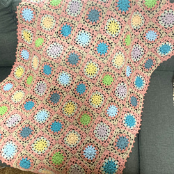 送料無料】大判 モチーフ編み ブランケット スクエア モチーフつなぎ