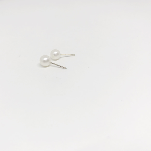 6月5mmの誕生石天然真珠耳針スターリングシルバーは変更可能 2枚目の画像