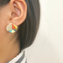 [再販]orange+ yellow beads鉱石刺繍ピアスorイヤリング 9枚目の画像