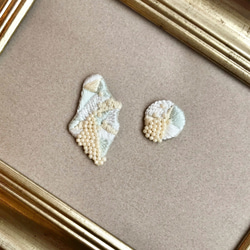 [再販]snow cloud+ white pearl刺繍ピアスorイヤリング 6枚目の画像