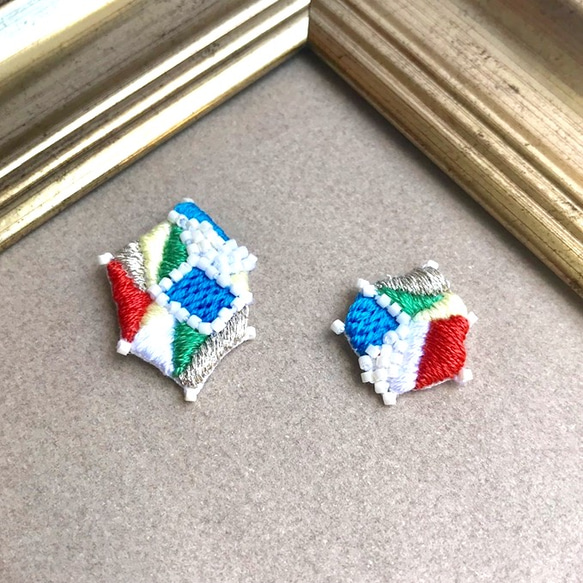 spark ice stone刺繍ピアスorイヤリング 4枚目の画像