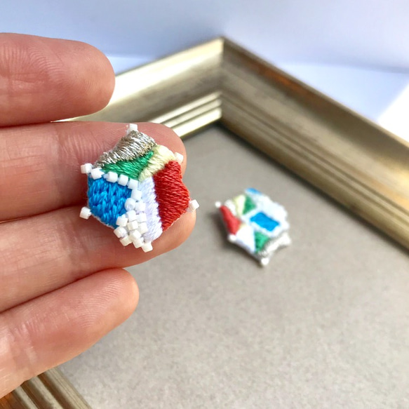 spark ice stone刺繍ピアスorイヤリング 6枚目の画像