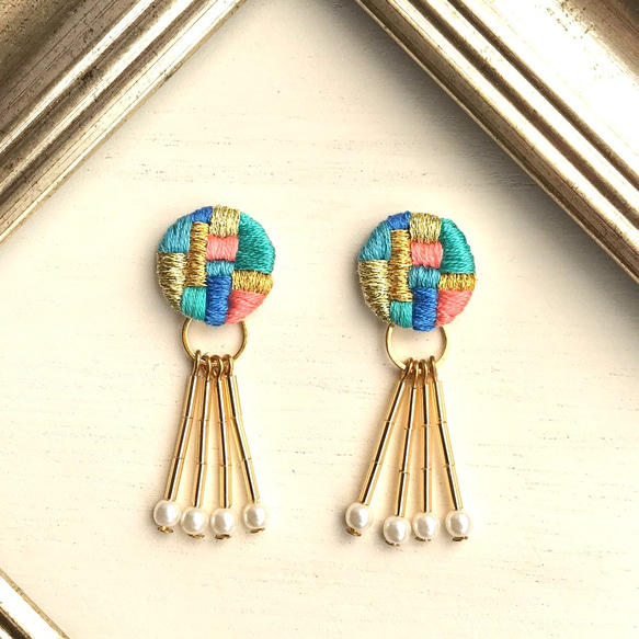 アラジンと魔法のランプ 2wayおとぎ話刺繍ピアスorイヤリング