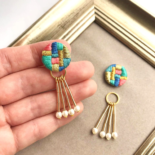 アラジンと魔法のランプ 2wayおとぎ話刺繍ピアスorイヤリング