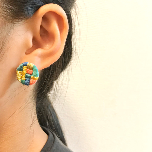 オカッパラバー ピアス リング 刺繍 陶器 オカッパラバー ピアス リング 刺繍 陶器