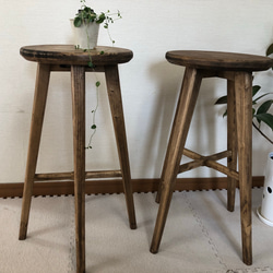 キッチンハイスツール2点ブラウン（momijiliu様オーダー商品） 椅子