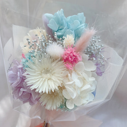 再販×8 チュールリボン♡pink♡ドライフラワーの花束 シャーベットカラー 3枚目の画像
