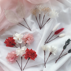 再販×4 紅白×ピンク 和装 ヘッドドレス ドライフラワー 前撮り 成人式 髪飾り 卒業式 5枚目の画像