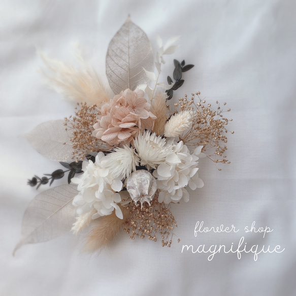 ヘッドドレス～パンパスグラスのホワイトゴールドstyle～髪飾り ドライ