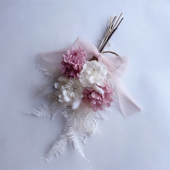 ピンク系 スワッグ ドライフラワー 花束 ブーケ インテリア ギフト プリザーブドフラワー 2枚目の画像