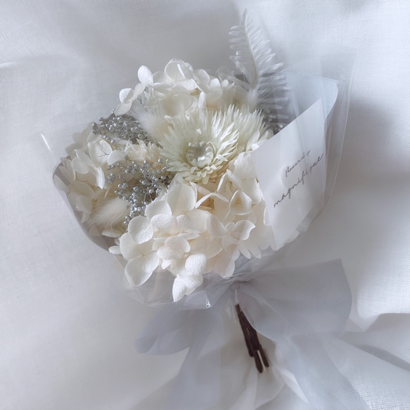 再販×15 オールホワイト♡ドライフラワー 花束 ブーケ ギフト プレゼント 1枚目の画像