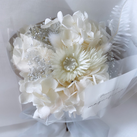 再販×15 オールホワイト♡ドライフラワー 花束 ブーケ ギフト プレゼント 3枚目の画像
