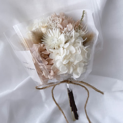 再販×2 ブラウン系 ドライフラワーとプリザーブドフラワーの花束 ブーケ ギフト 花束 1枚目の画像