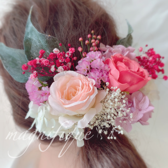 再販×2 ピンクづくし♡可愛い花嫁♡ヘッドドレス 3枚目の画像