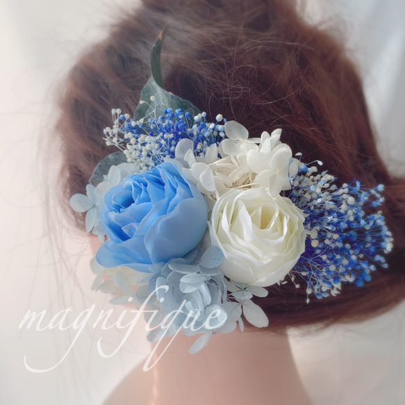 サムシングブルーで幸せな花嫁♡ヘッドドレス 2枚目の画像