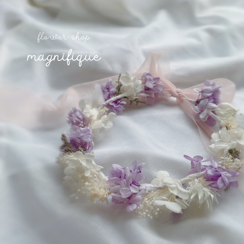 再販×2 ラベンダー系 花かんむり 花冠 ドライフラワー ベビー baby 