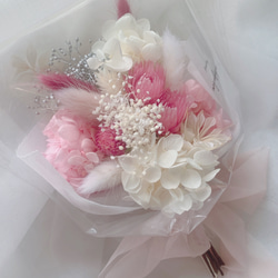 【母の日】残りわずかです！再販×15  チュールリボンシリーズ♡pink♡ピンク系 ドライフラワーの花束 ブーケ ギフト 8枚目の画像