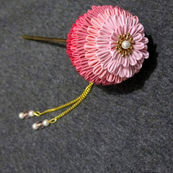 粉色日式和風髮飾，布花髮簪 第4張的照片