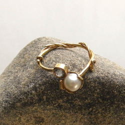 18K Ring  （パール＆アクアマリン） 1枚目の画像