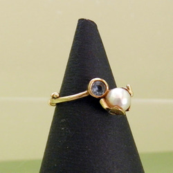 18K Ring  （パール＆アクアマリン） 2枚目の画像