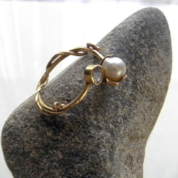 18K Ring  （パール＆アクアマリン） 4枚目の画像