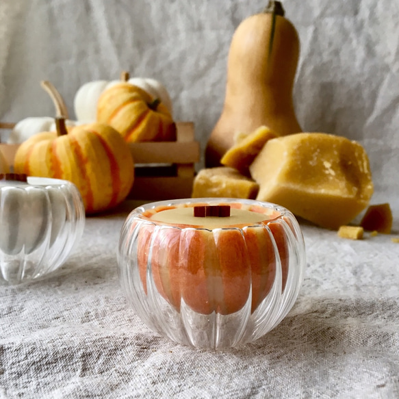 Pumpkin Glass Candle - パンプキングラスキャンドル - 2枚目の画像