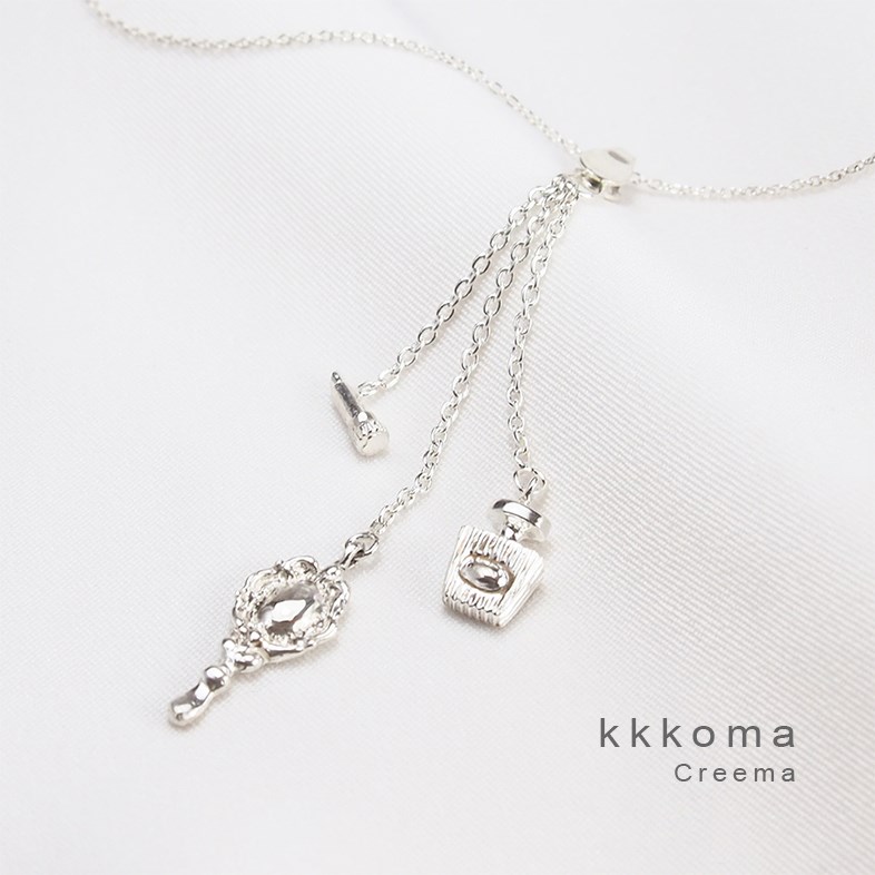 香水口紅手鏡ネックレス　シルバーネックレス