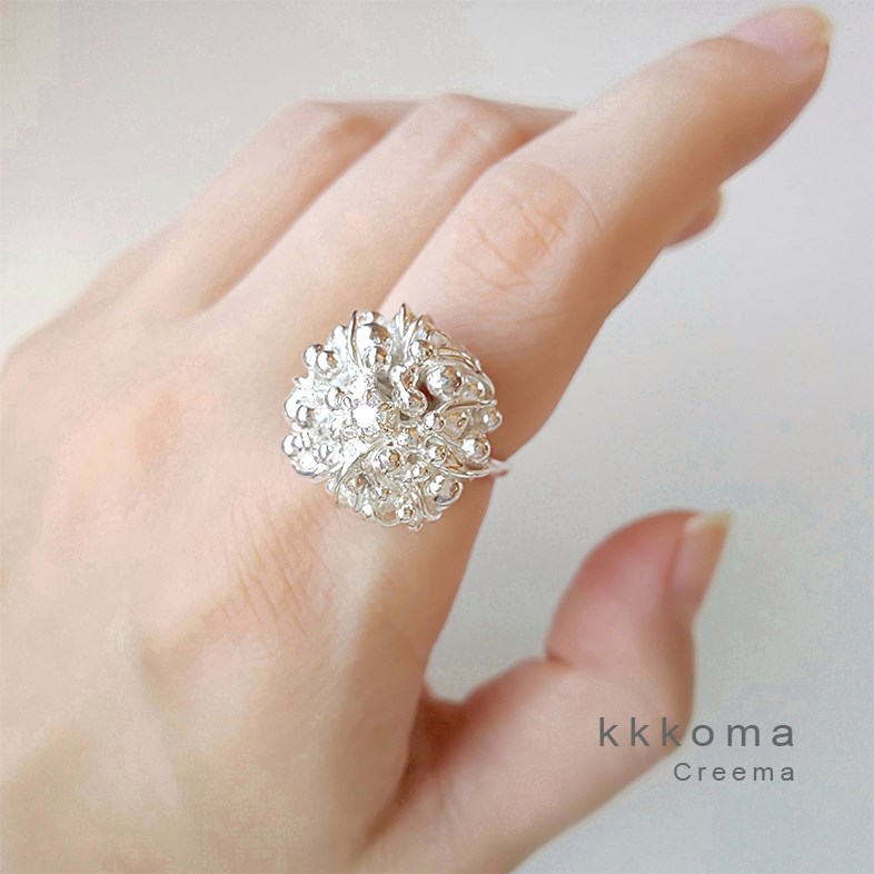 たまねぎリング大　線粒リング　シルバー