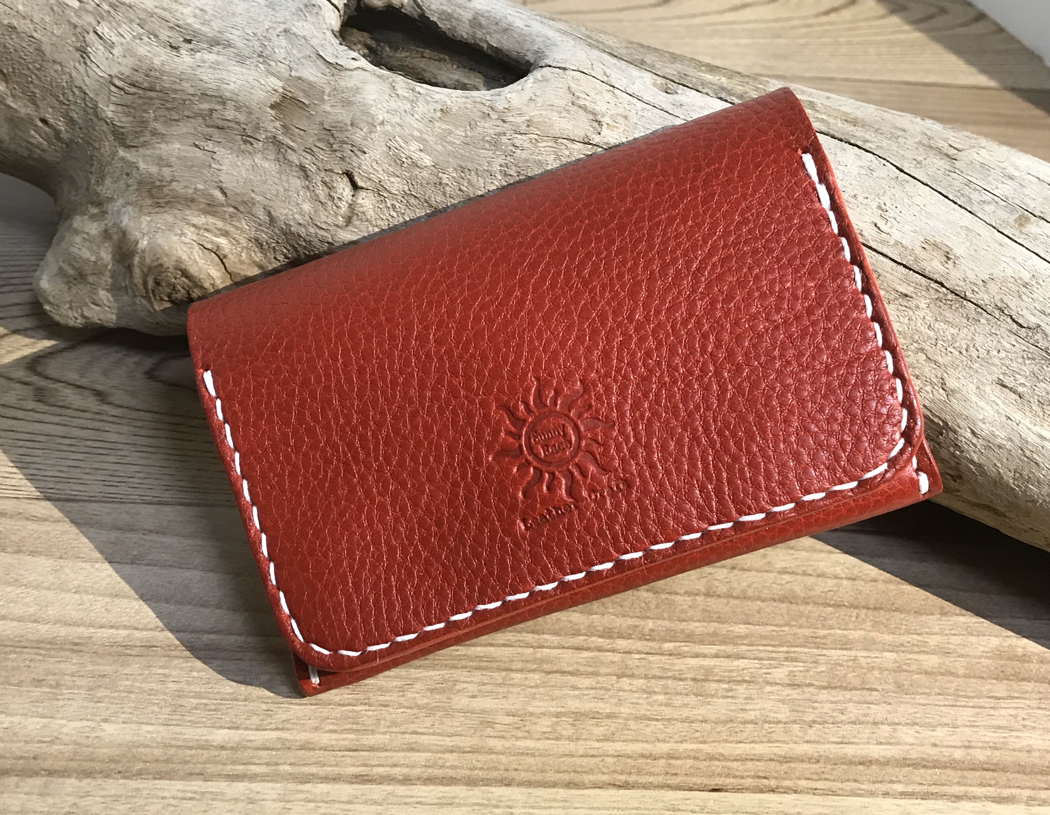 イタリア牛革の名刺入れ レッド☆イニシャル刻印無料☆