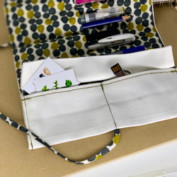 手工捲筆袋/繪畫工具袋/筆袋-帆布+日本印花棉布 第3張的照片