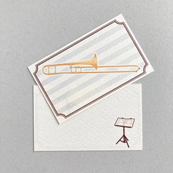 トロンボーンのミニメッセージカード&封筒 セット 5枚目の画像