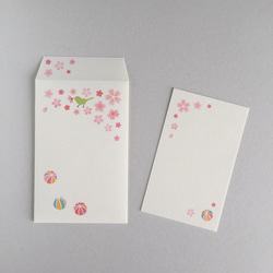 桜と鶯と手毬のぽち袋&ミニメッセージカード セット 5枚目の画像