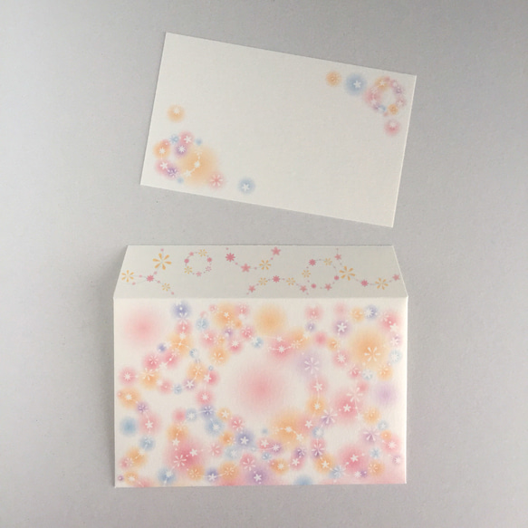 キラキラ花冠のミニ封筒&メッセージカード セット 2枚目の画像