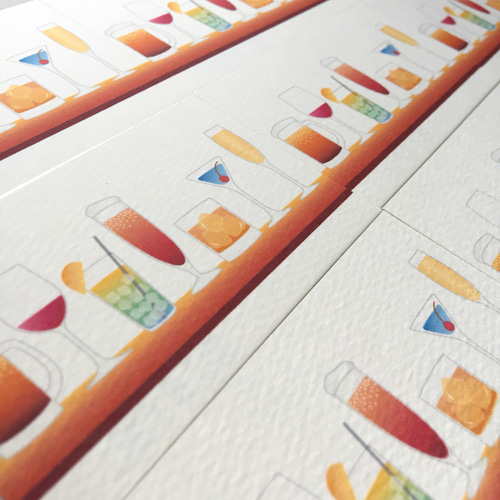 お酒が並ぶミニ封筒&メッセージカード セット メッセージカード Team