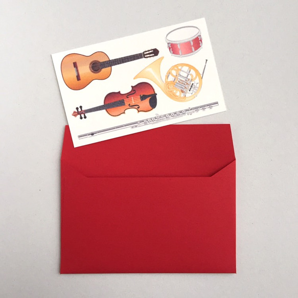 楽器のミニメッセージカード&封筒 セット 2枚目の画像