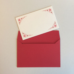 雪のミニメッセージカード&封筒 セット(レッド) 3枚目の画像
