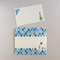 モロッカン柄と戯れる小人のミニ封筒&メッセージカード セット 2枚目の画像