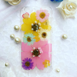 全機種対応 押し花スマホケース 押し花ケース 押し花手帳型