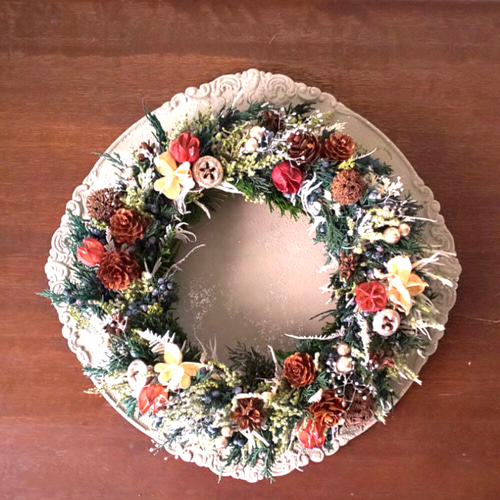 クリスマス 大人のリース ラッピング無料 限定1つ シック 木の実