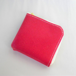 L字ファスナーの革財布（赤） 6枚目の画像