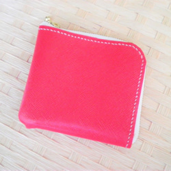 L字ファスナーの革財布（赤） 7枚目の画像