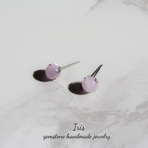 クンツァイト 一粒ピアス 天然石ピアス プチピアス ナイジェリア産