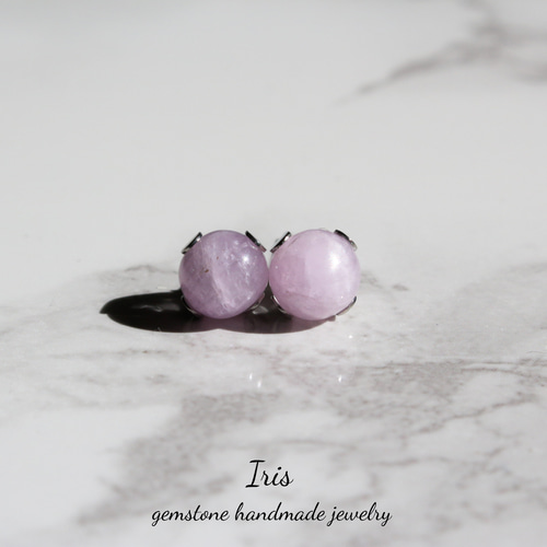 クンツァイト 一粒ピアス 天然石ピアス プチピアス ナイジェリア産