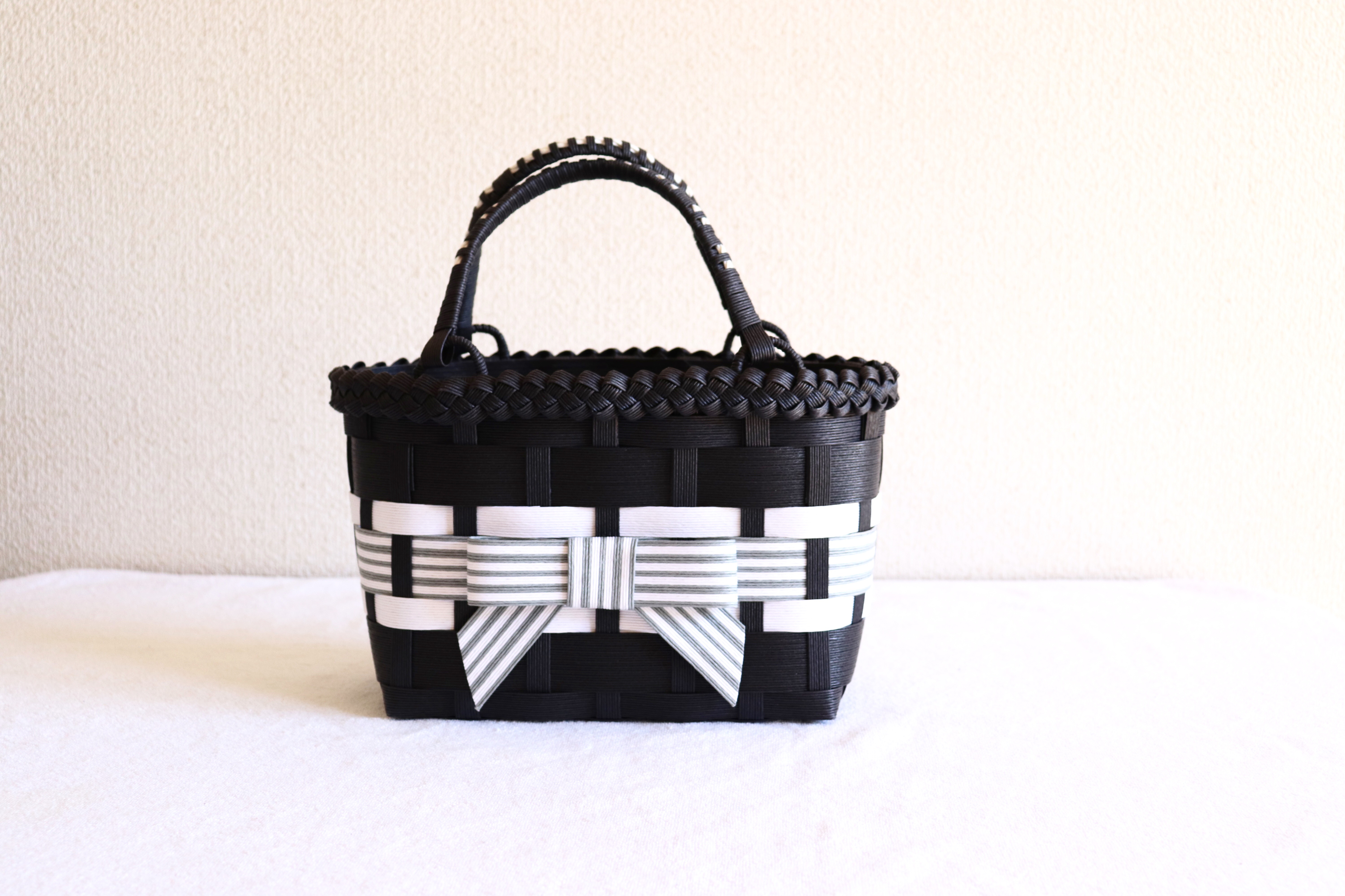 アナトリエ カゴバッグ ハンドバッグ リボン ミニバッグ 小 ブラック