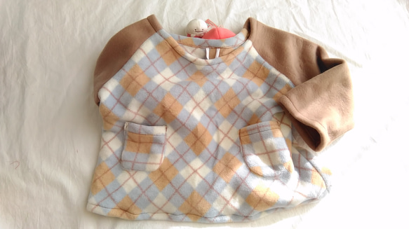 ５Ｂ　チェック　フリーススモック８０～１２０◝(⑅•ᴗ•⑅)◜..°♡　ループ付き・ネームタグ後付けならば可（無料） ⑅•ᴗ•⑅ 無料 気持ちよく取引して下さる方 よろしくお願いします #^_^#