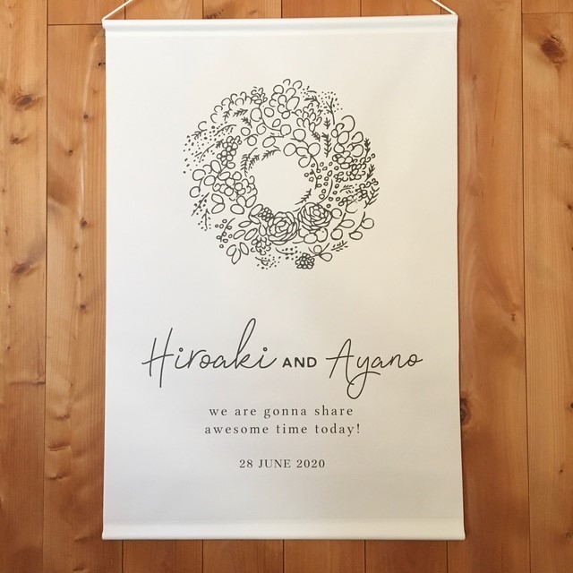 ウェディングタペストリー『草花リース』 600mm×900mm