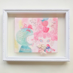 刺繍入り絵画「すぐそこに、輝く世界。」(額入り) 絵画 マスダトモミ